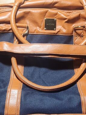 Miche Navy and Tan Leather Satchel